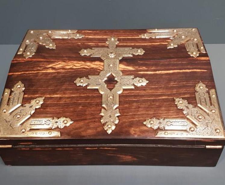 Brass Bound Coromandel Writing Slope - Image 7