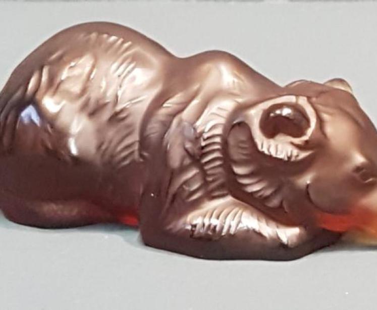 Signed Lalique Amber Bear - Image 1