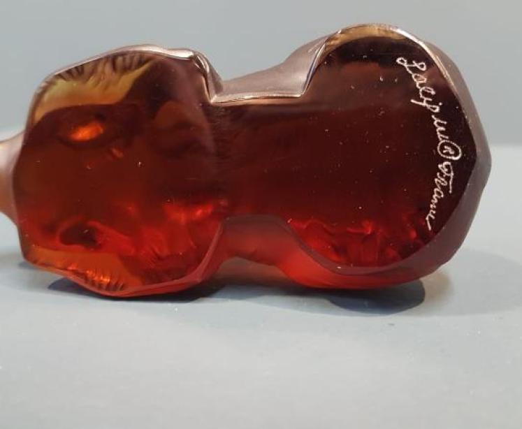 Signed Lalique Amber Bear - Image 5