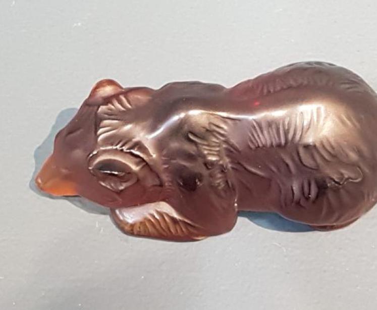 Signed Lalique Amber Bear - Image 6