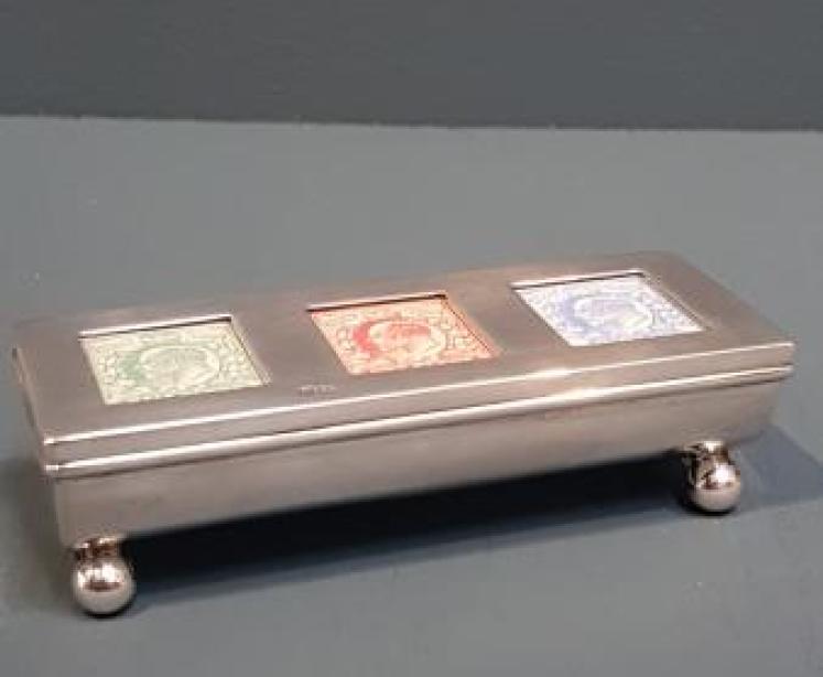 Silver Three Section Stamp Box - Image 1