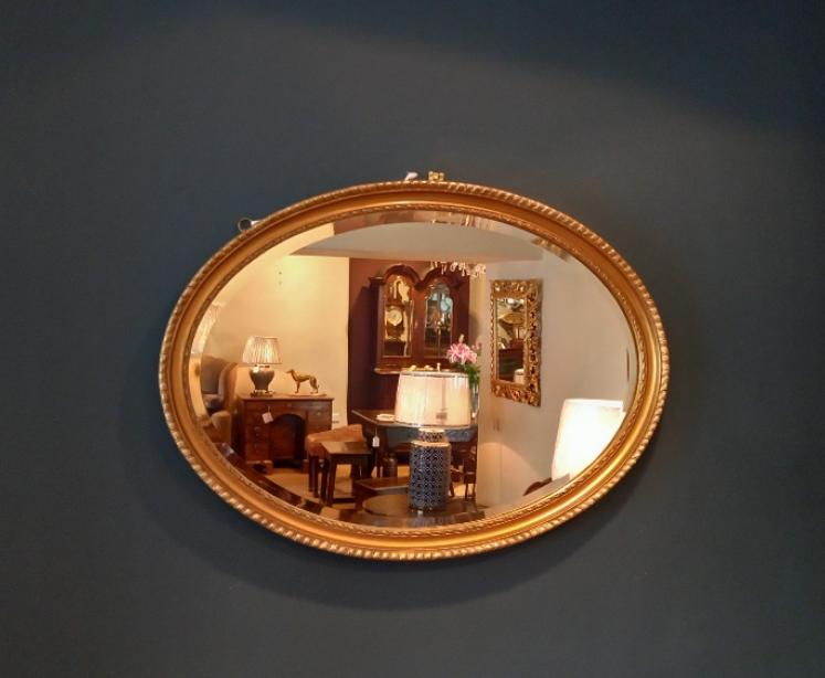Victorian Timber & Plaster Gilt Oval Wall Mirror - Image 1