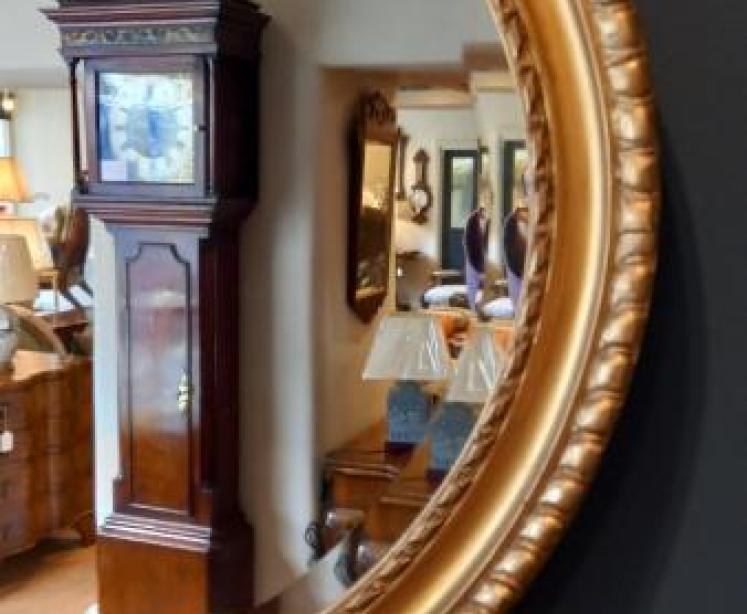 Victorian Timber & Plaster Gilt Oval Wall Mirror - Image 4