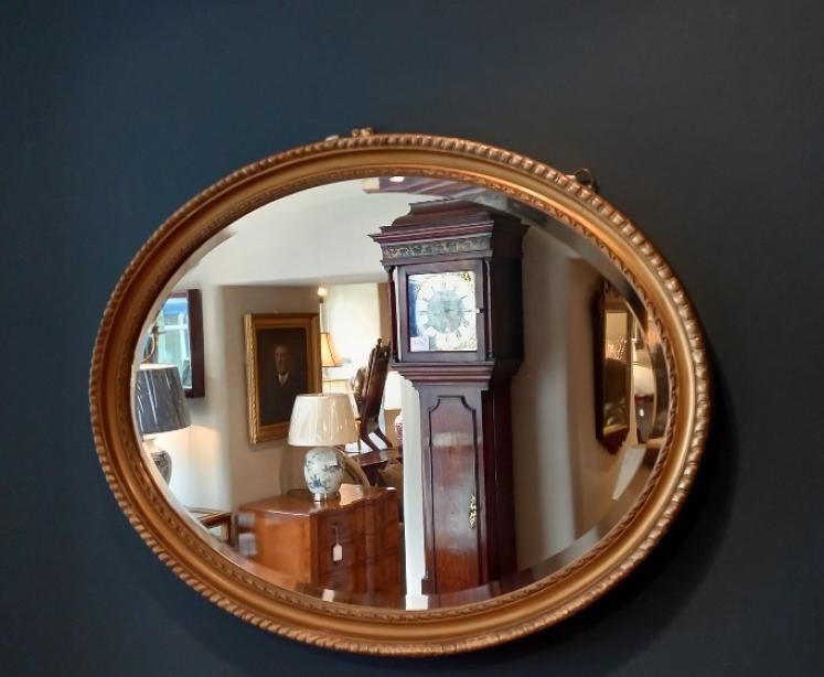 Victorian Timber & Plaster Gilt Oval Wall Mirror - Image 6