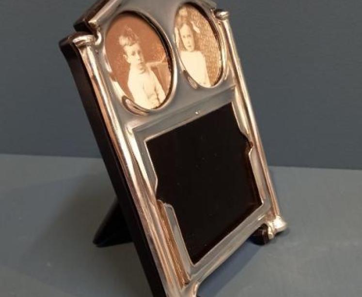 Rare Edwardian Silver Three Window Photo Frame - Image 2