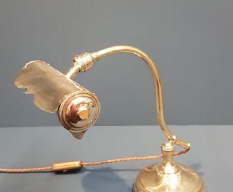 Edwardian Brass Adjustable Desk Lamp - Image 1