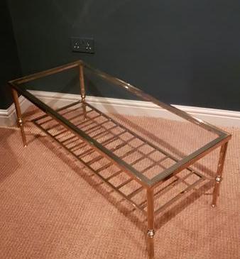 Stylish 1950's Brass and Glass Coffee Table