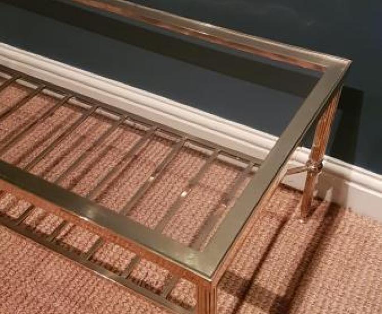 Stylish 1950's Brass and Glass Coffee Table - Image 3