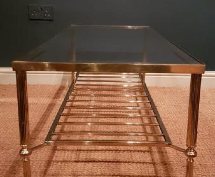 Stylish 1950's Brass and Glass Coffee Table - Image 6