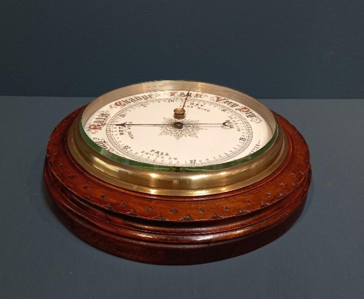 Mid Victorian 10" Porcelain Dial Aneroid Barometer - Image 5