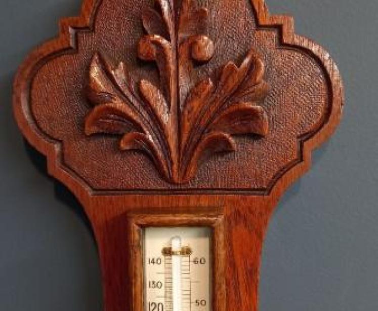 Victorian Polished Oak Porcelain Dial Banjo Barometer - Image 3