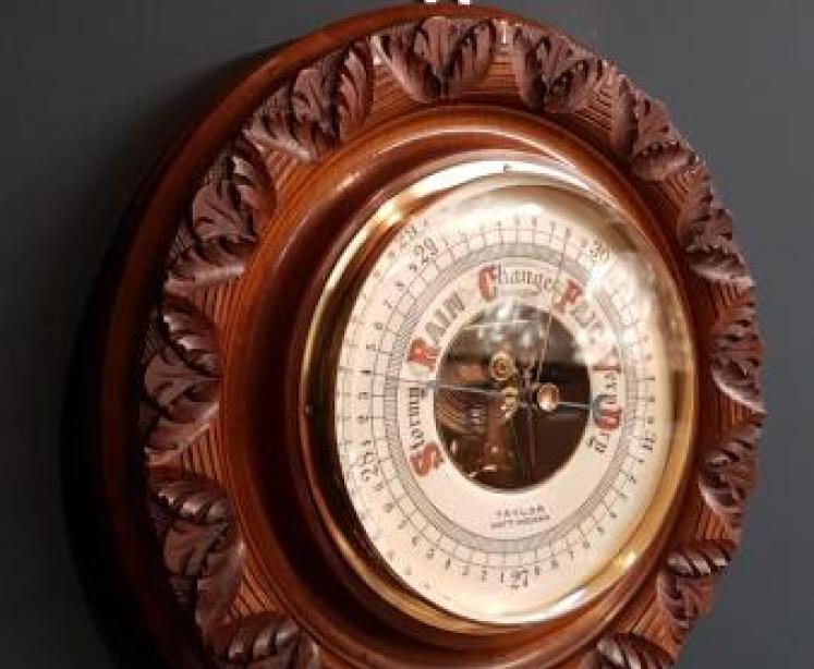 Victorian Walnut Skeletonised 10" Aneroid Barometer - Image 5