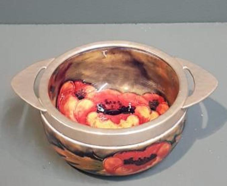 Moorcroft Big Poppy Pewter Mounted Dish - Image 1