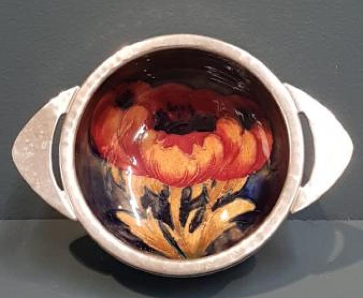 Moorcroft Big Poppy Pewter Mounted Dish - Image 5