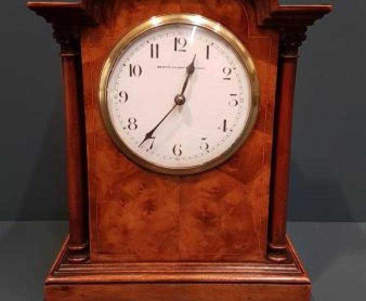 Victorian Burr Walnut Inlaid Mantel Clock - Image 1