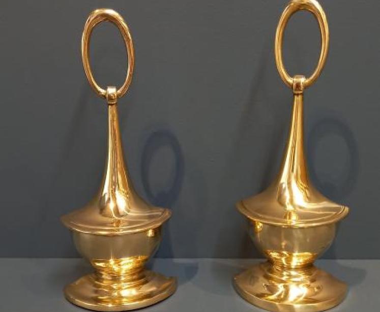 Pair of Regency Period Brass Door Stops - Image 1