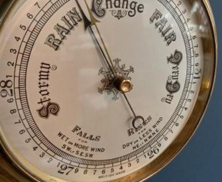 Edwardian Period Brass Bulkhead Ship's Barometer - Image 4