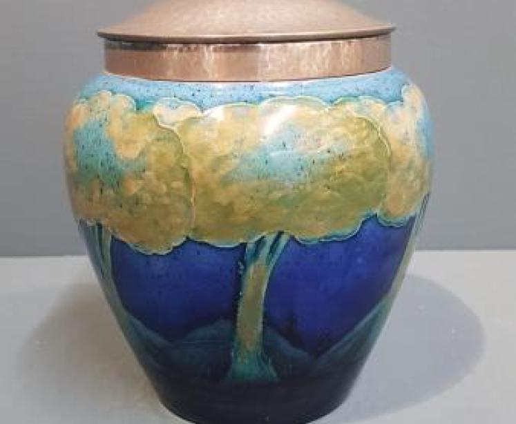 Moorcroft Moonlit Blue Pewter Top Biscuit Jar - Image 1