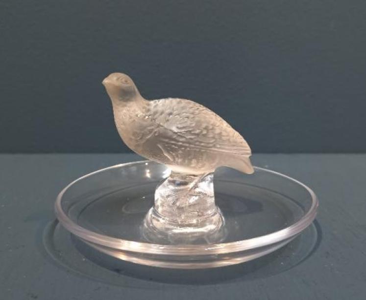 Lalique Opalescent Sitting Grouse Ring Tray - Image 1