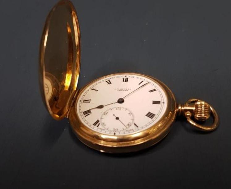 18ct Gold Hunter Pocket Watch by Benson - Image 1