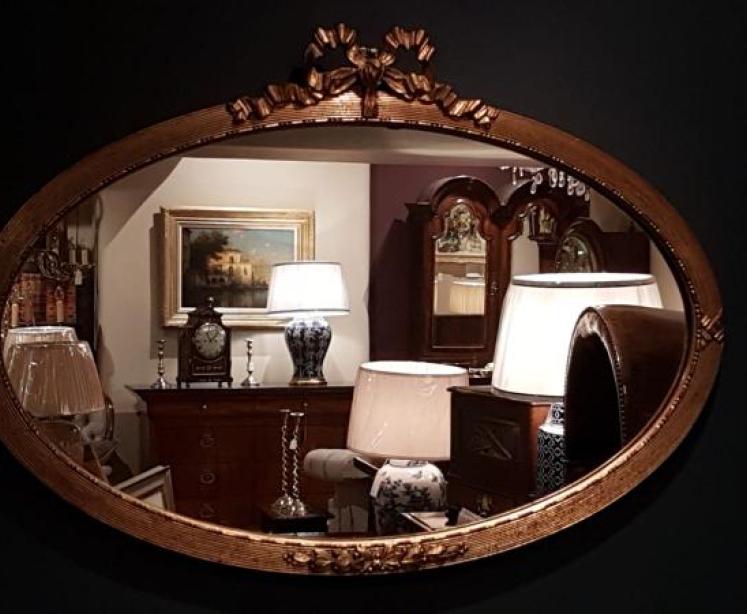 Edwardian Timber Gilt Oval Mirror  - Image 1