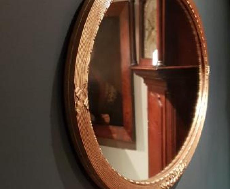 Edwardian Timber Gilt Oval Mirror  - Image 7