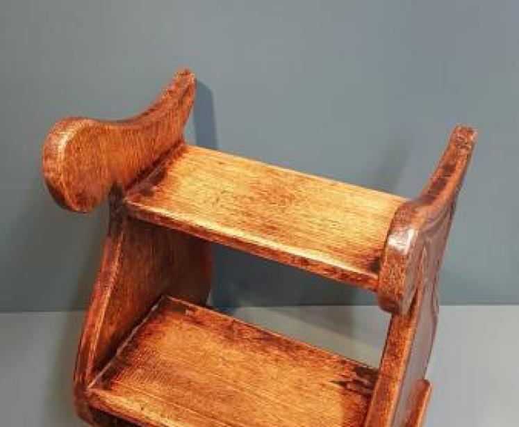 Set of Victorian Oak Library Steps - Image 2