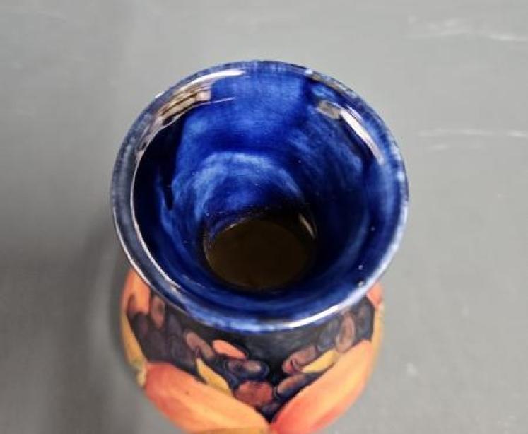 Early Moorcroft Pomegranate on Blue Ground Vase - Image 3