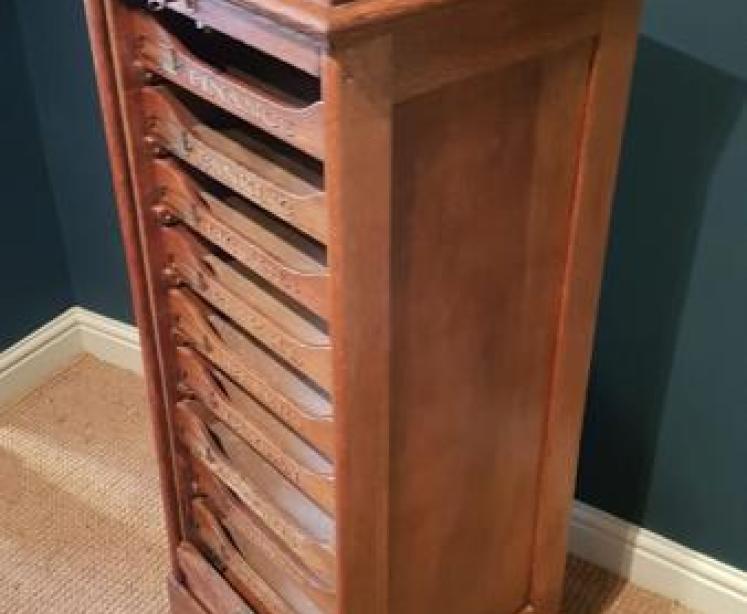 Edwardian Oak Sign Written File Cabinet - Image 2