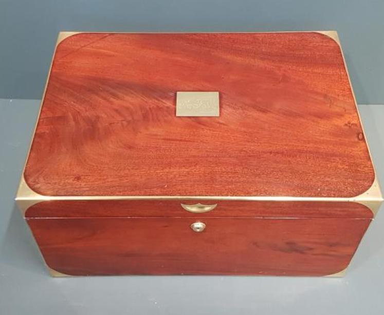 Early Victorian Brass Bound Mahogany Deeds Box - Image 3