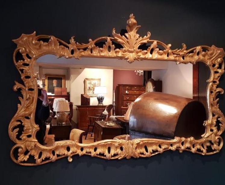 Stylish Timber Gilt Over Mantel Mirror - Image 1