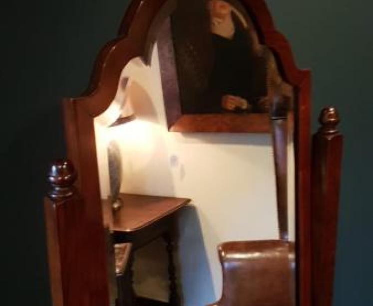 Edwardian Walnut Cheval Mirror - Image 2