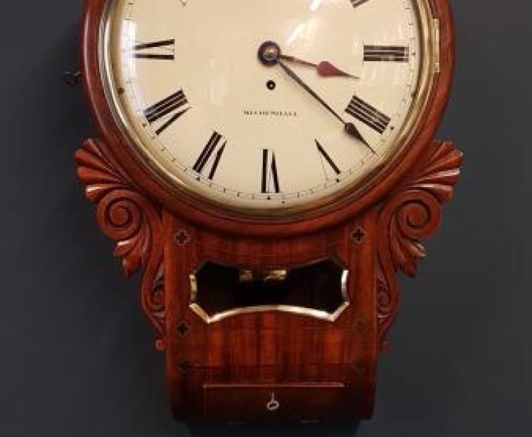 Early Victorian Mahogany Drop Dial Fusee Wall Clock - Image 1