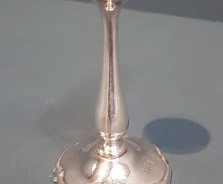 Walker and Hall Cast Silver Taper Stick - Image 1