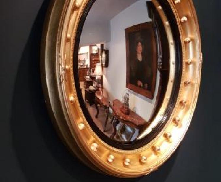 Large Edwardian Gilt Convex Mirror - Image 2