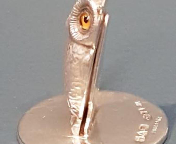 Set of Four Sampson Mordan Silver Owl Menu Holders - Image 5