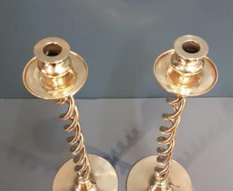Pair of Large Victorian Brass Candlesticks - Image 2