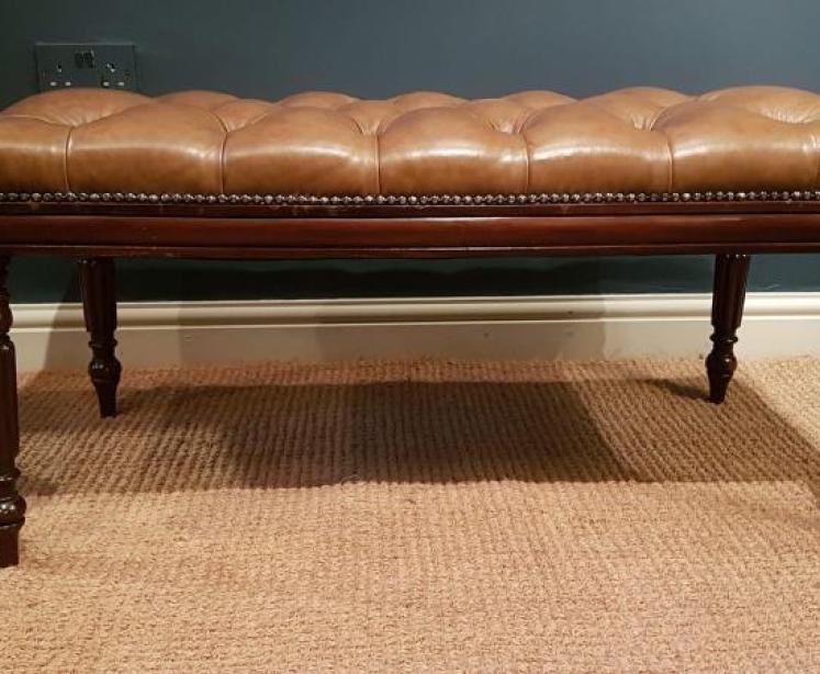 Large Regency Leather Stool - Image 2