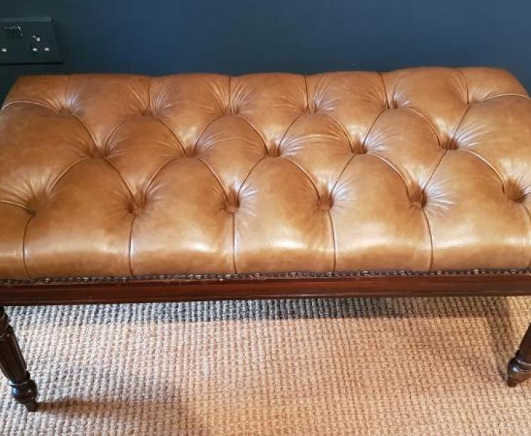 Large Regency Leather Stool - Image 3