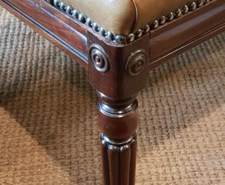 Large Regency Leather Stool - Image 5