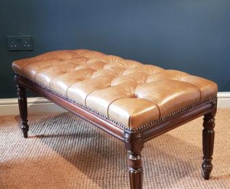 Large Regency Leather Stool - Image 7