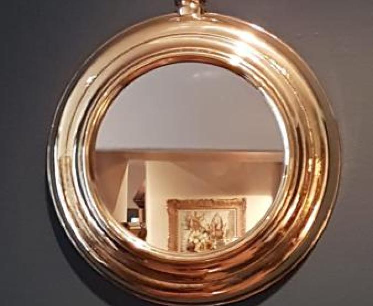 1930's Brass Framed Pocket Watch Style Mirror - Image 1