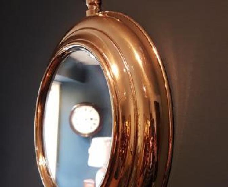 1930's Brass Framed Pocket Watch Style Mirror - Image 2