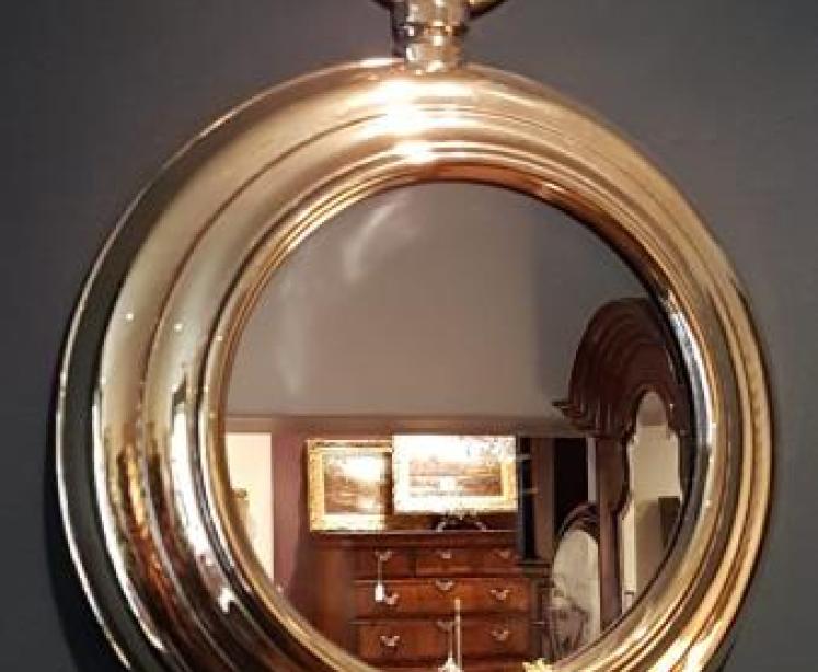 1930's Brass Framed Pocket Watch Style Mirror - Image 5