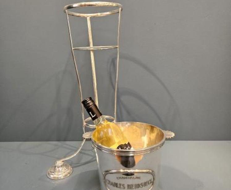 1920's Silver Plated Wine Cooler and Stand - Image 2