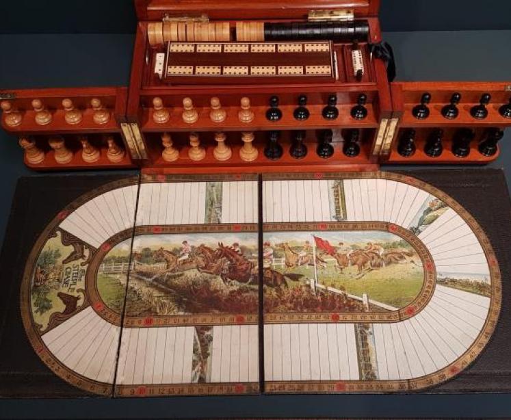 Superb Victorian Walnut Games Compendium - Image 2