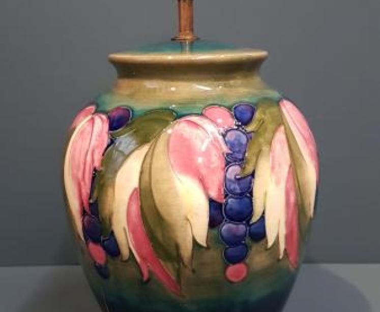 Large Early Walter Moorcroft Leaf and Berries Lamp - Image 1