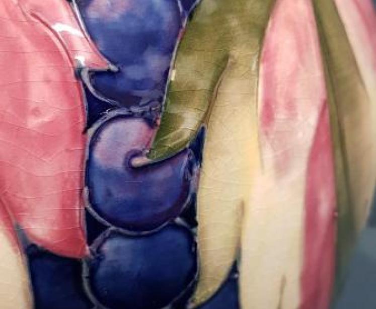 Large Early Walter Moorcroft Leaf and Berries Lamp - Image 3