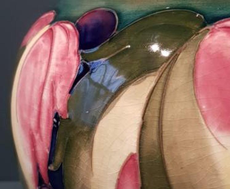 Large Early Walter Moorcroft Leaf and Berries Lamp - Image 4