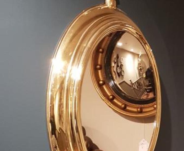 1930's Brass Framed Pocket Watch Style Mirror - Image 4